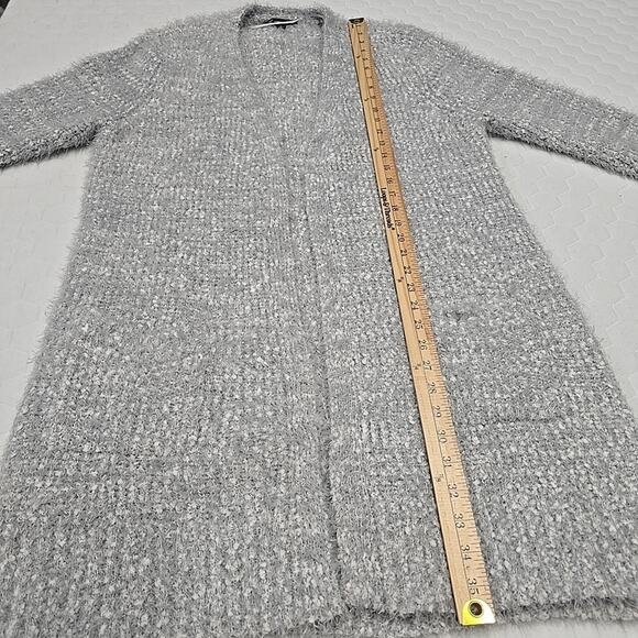 I.N.C. Concepts Womens Boucle Long Cardigan Sweater Size XL Silver Gray Plush - Picture 6 of 7